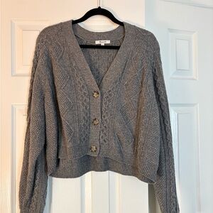 Madewell Gray Cable Knit Cardigan